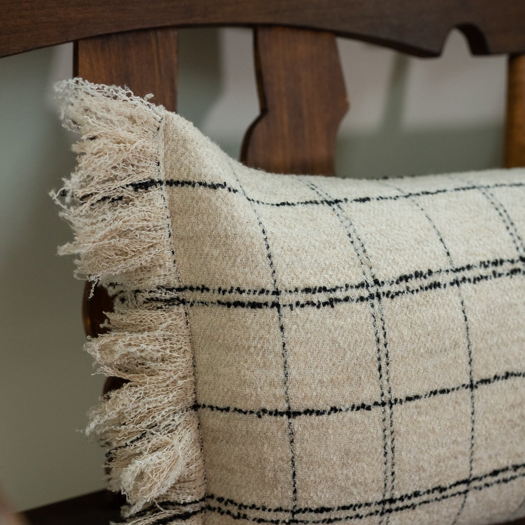 Ivory & Black Grid Remnants of Chanel Lumbar 14x35