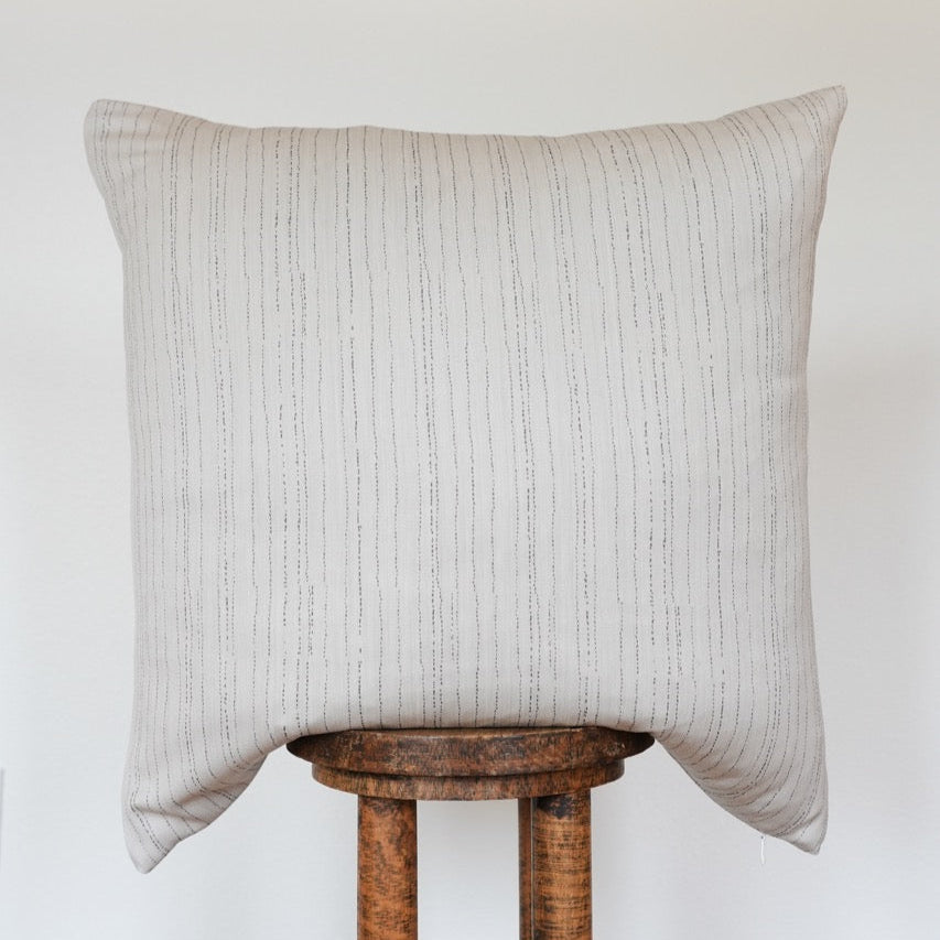 Set of 3 Cream Taupe Wool with Dotted Brown Stripes Pillows 26x26