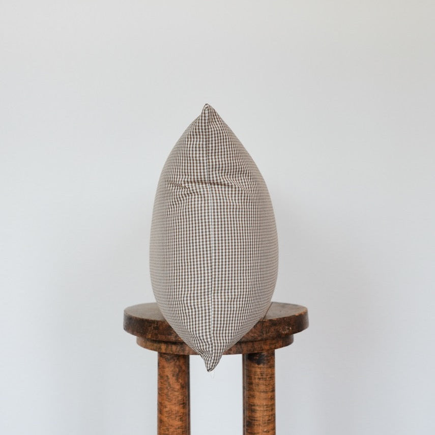 Brown & Cream Mini Gingham Lumbar Pillow 14x22