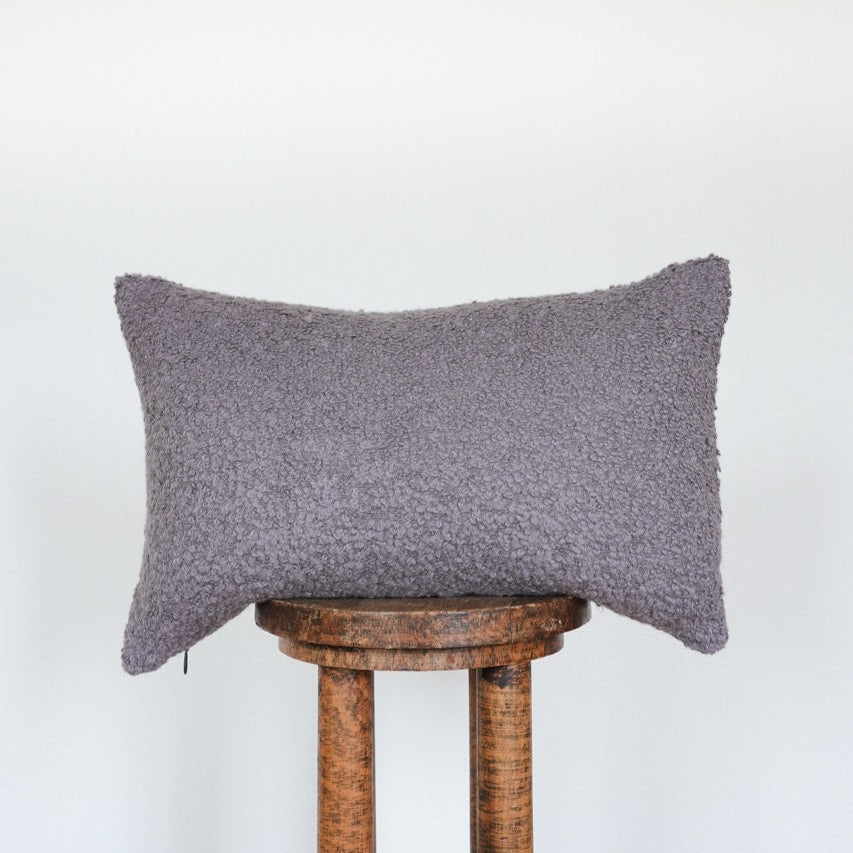 Dusty Purple Curly Alpaca Lumbar Pillow 14x22