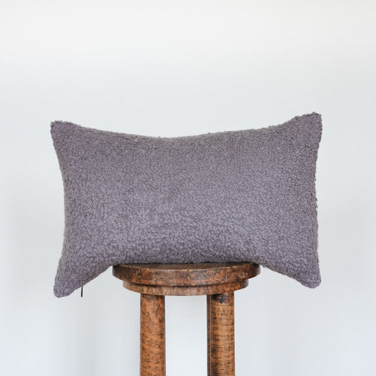 Dusty Purple Curly Alpaca Lumbar Pillow 14x22