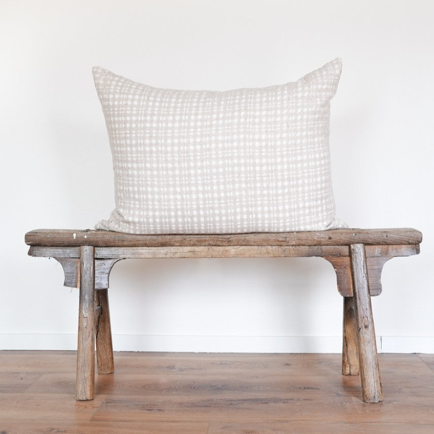 Off-White Linen with Open Checkers Wool Dutch Euro 28x36