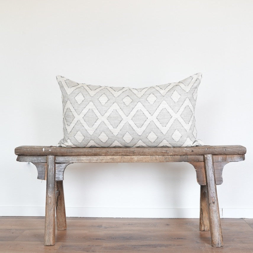 Cream Linen with Black Diamonds Pillow 20x36