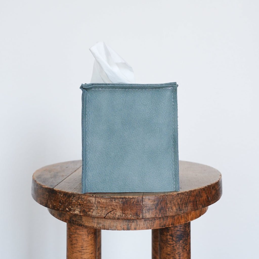 Ocean Blue Leather Single Tissue Box Cover