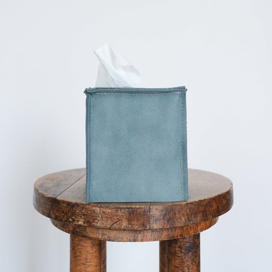 Ocean Blue Leather Single Tissue Box Cover