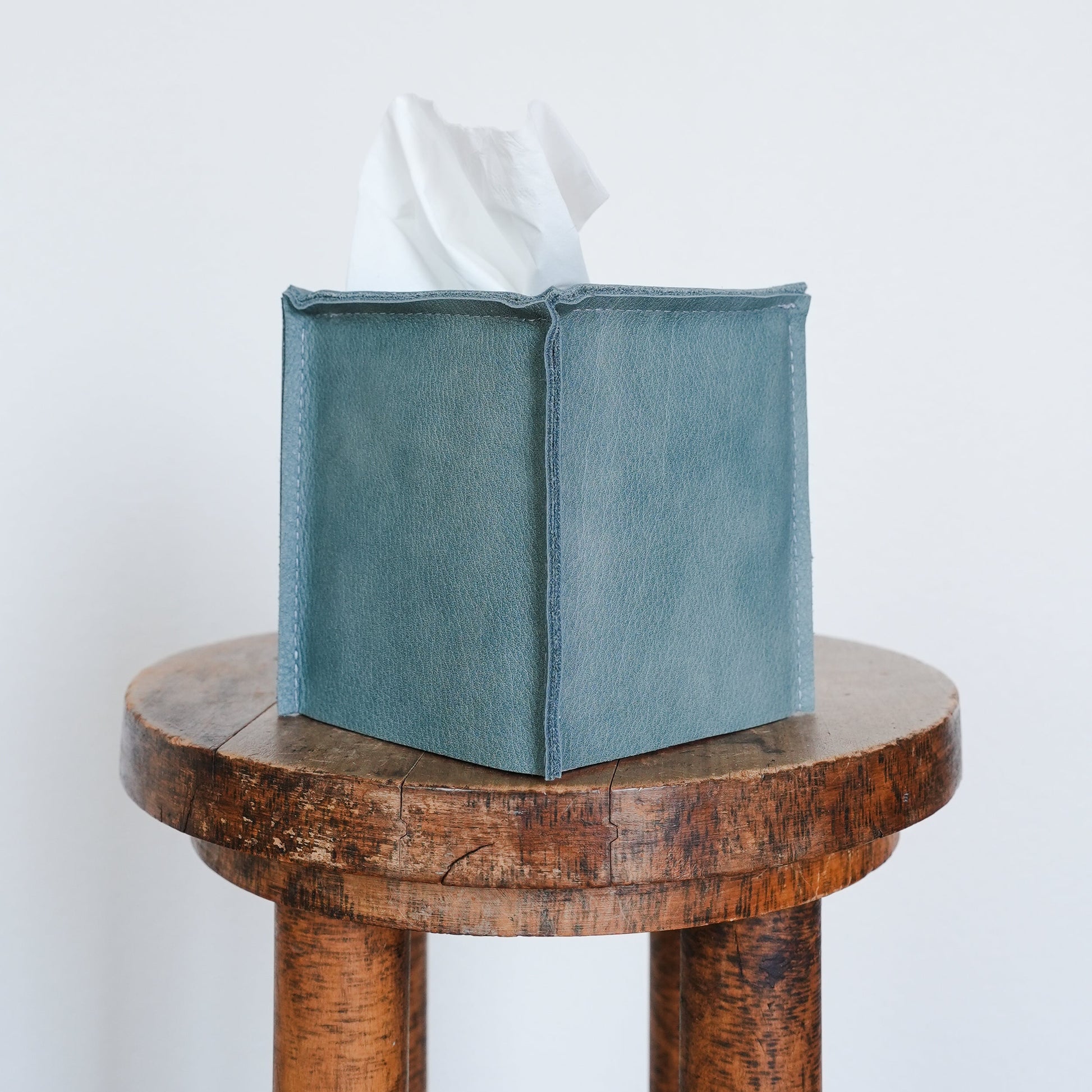Ocean Blue Leather Single Tissue Box Cover
