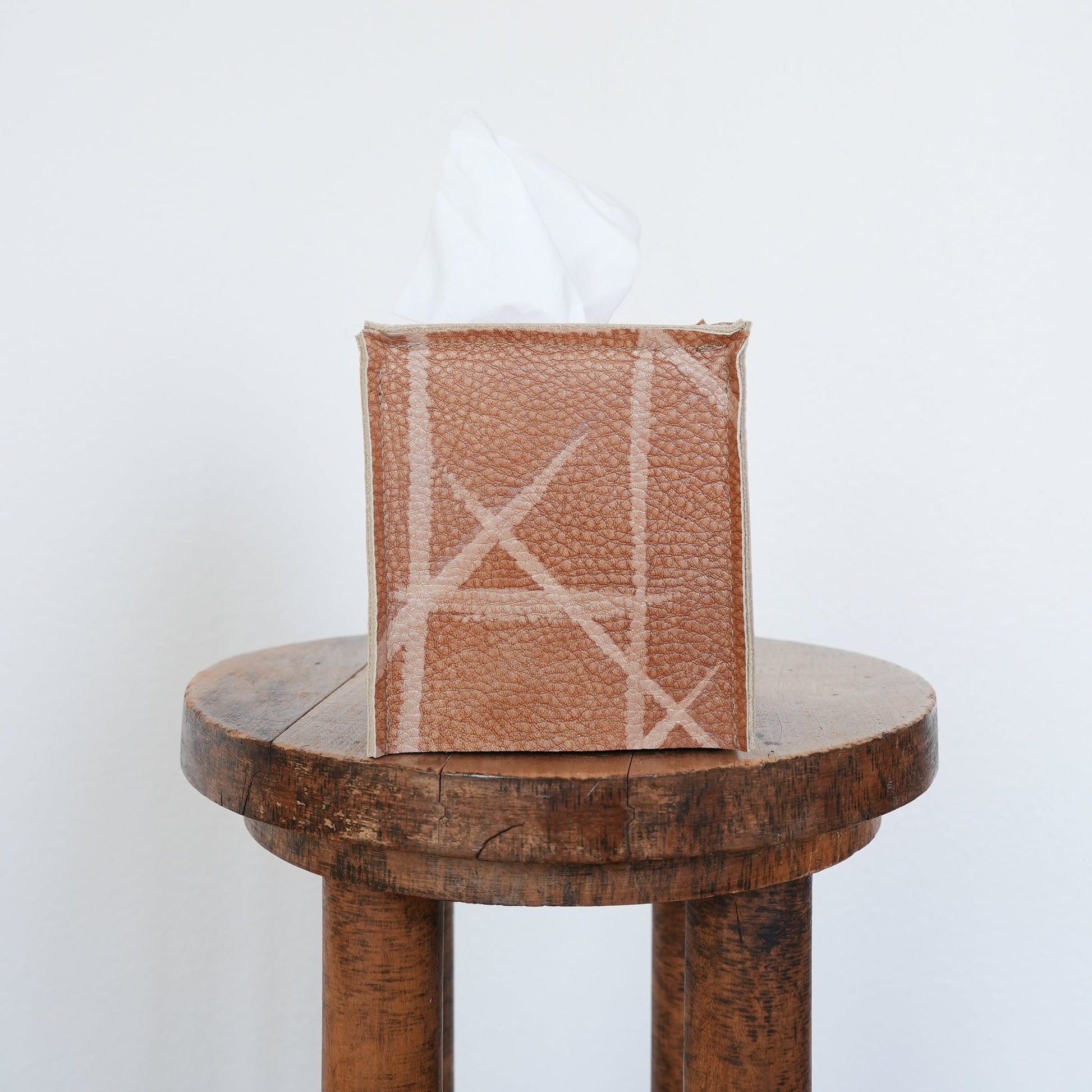 Orange Leather with Painted Strokes Single Tissue Box Cover