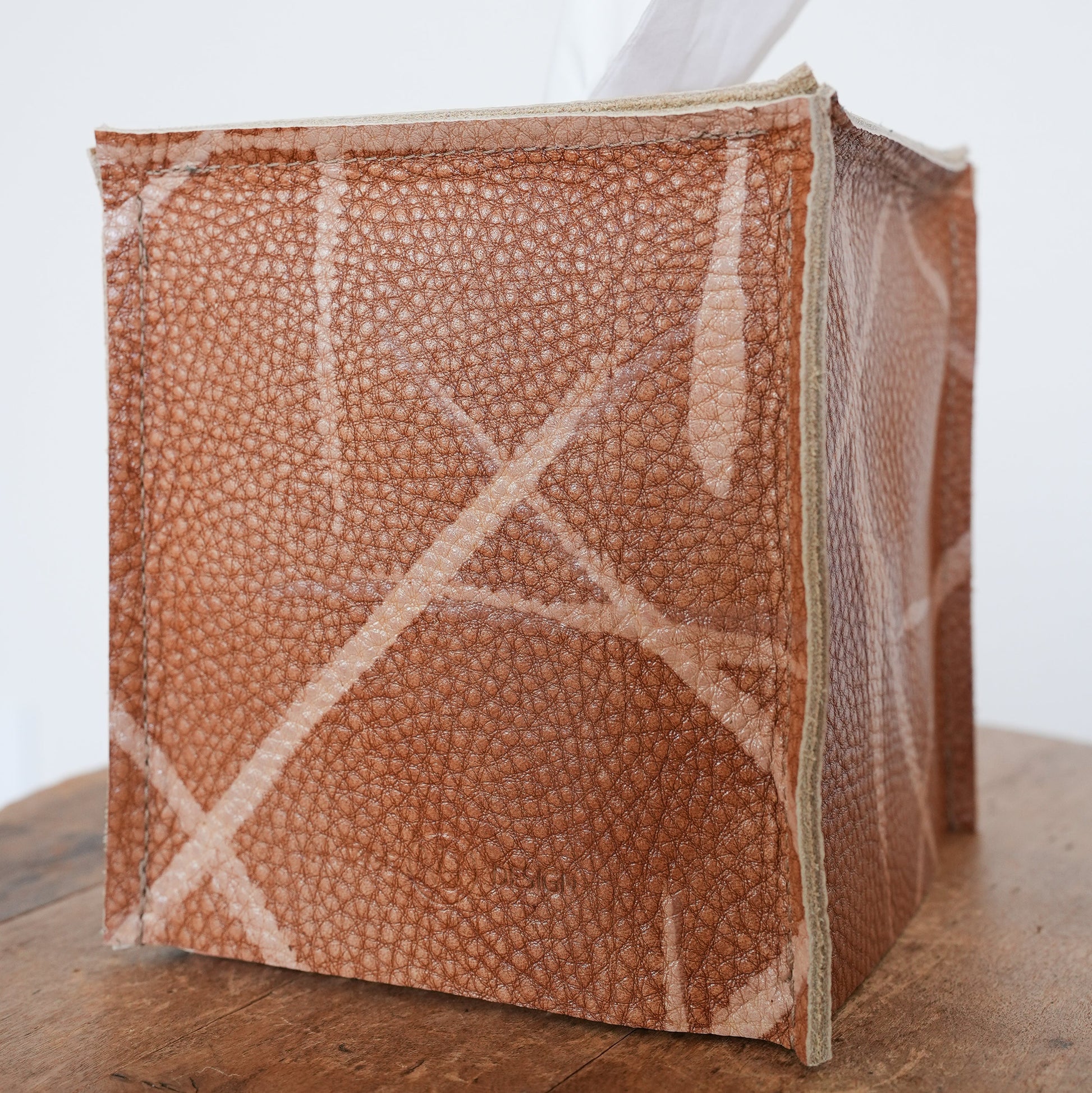 Orange Leather with Painted Strokes Single Tissue Box Cover