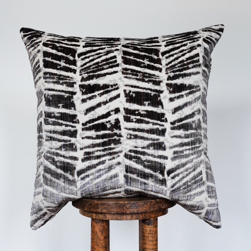 Abstract Velvet with Brown, Silver, & Purple Pillow 20x20