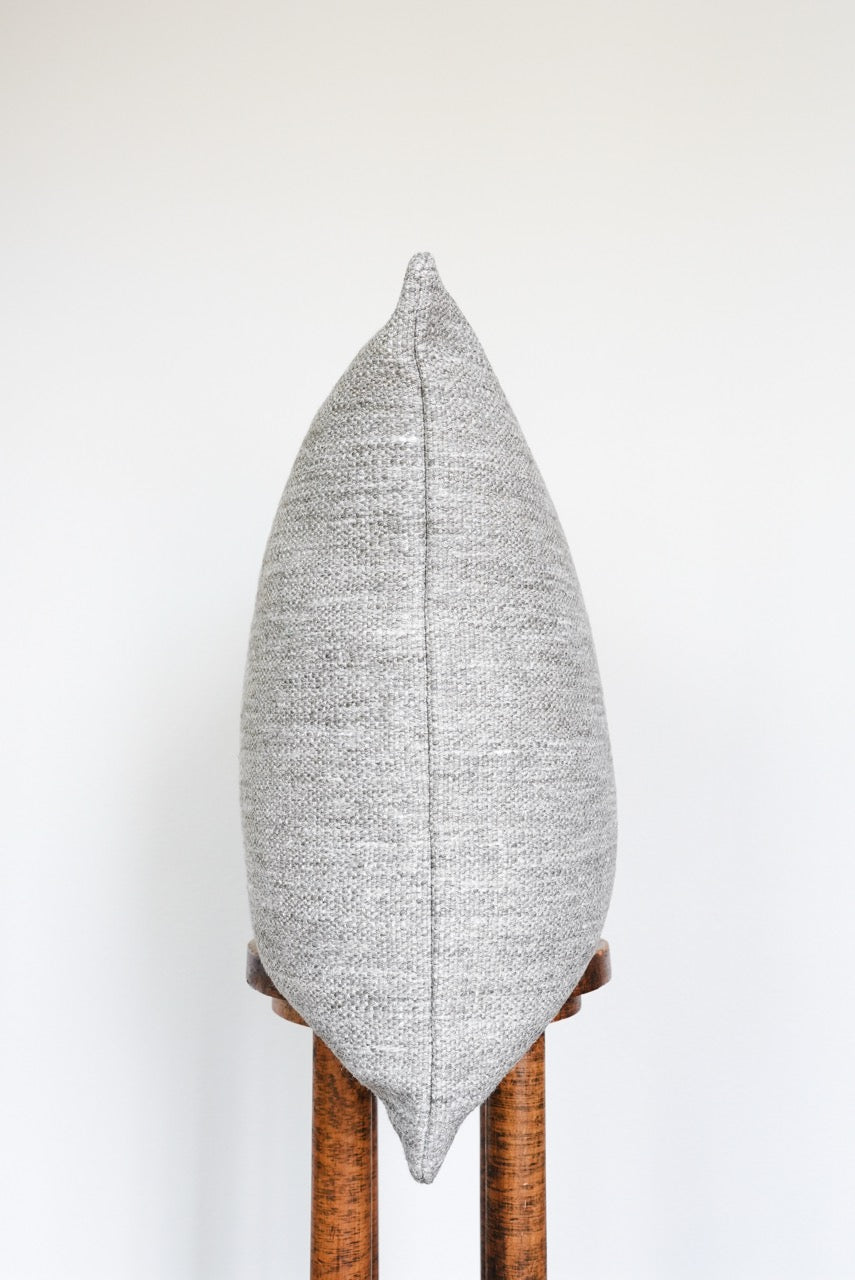 Grey & White Woven Wool with Natural Jute Pillow 24x24