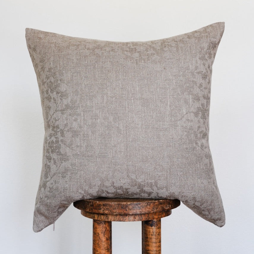Light Brown Linen with Floral Sheen Pillow 24x24