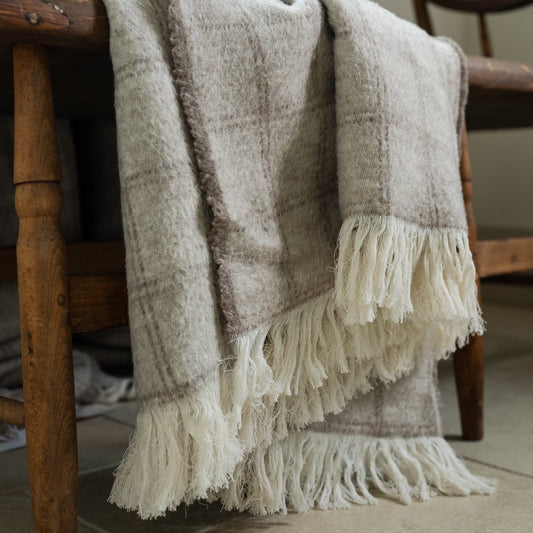 Italian Wool and Mohair Cream / Latte King Bedcover 118x99