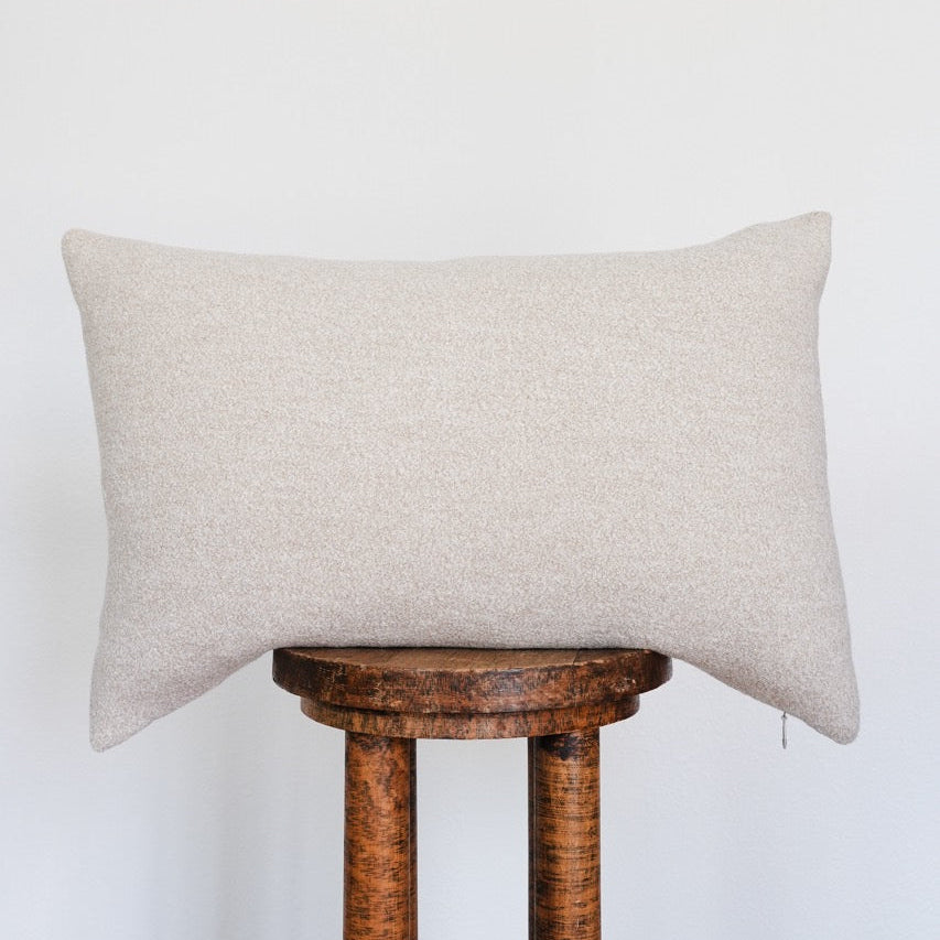 Cream & Beige Curly Wool Lumbar Pillow 16x24