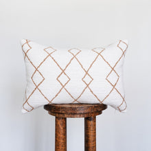 Load image into Gallery viewer, Cream &amp; Camel Boucle with Geometric Lines Pillow 14x20
