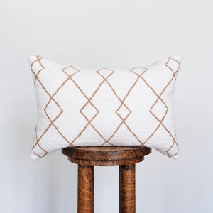 Cream & Camel Boucle with Geometric Lines Pillow 14x20