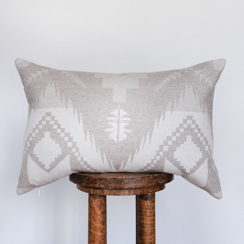 Taupe & Cream Aztec Wool Lumbar Pillow 16x24