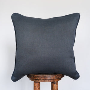 Navy Grey Linen with Self-Welt Pillow 22x22