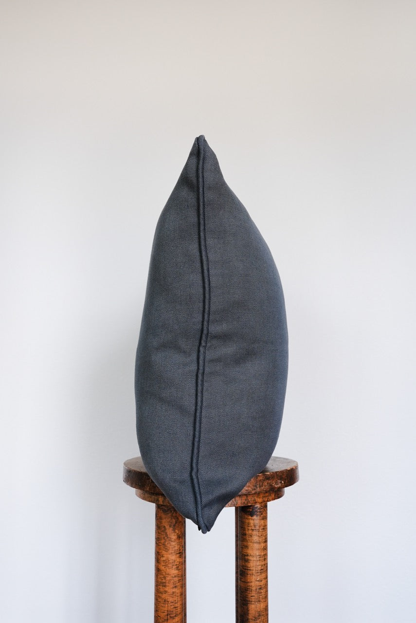 Navy Grey Linen with Self-Welt Pillow 22x22