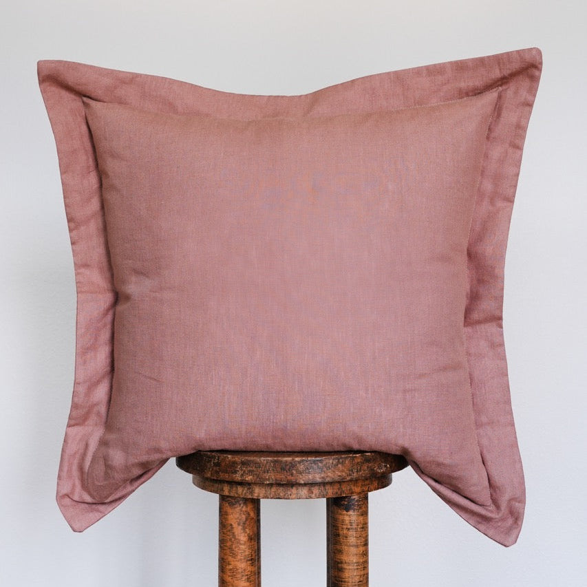 Rose Pink Linen with Wide Flange Pillow 22x22
