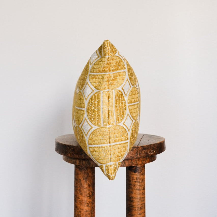 Natural Linen with Embroidered Golden Circles 12x20