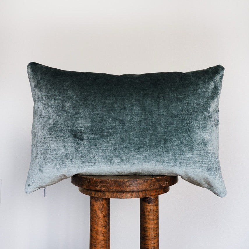 Teal Velvet Lumbar Pillow 14x22
