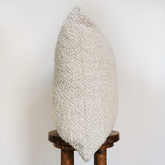 Cream Linen with Woven Boucle Diamonds Pillow 22x22