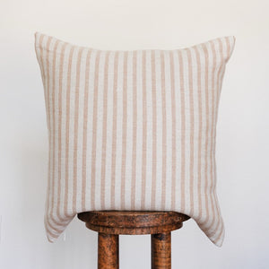 Orange & Cream Striped Linen Pillow 22x22