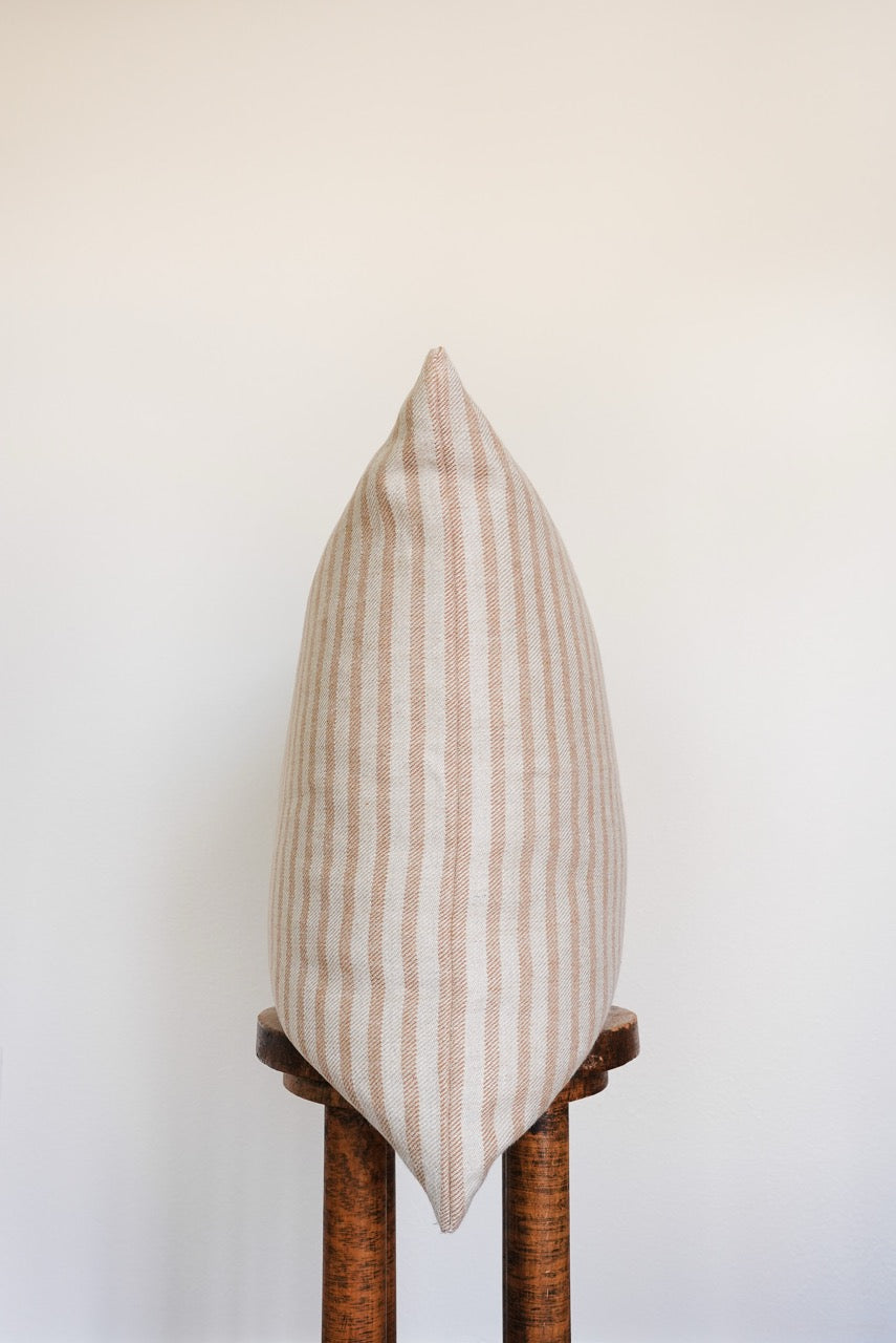Orange & Cream Striped Linen Pillow 22x22