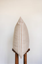 Load image into Gallery viewer, Orange &amp; Cream Striped Linen Pillow 22x22

