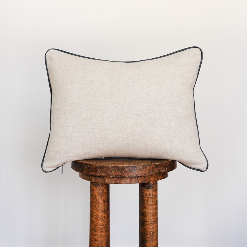 Cream Wool with Charcoal Flecking & Navy Leather Welt 14x18