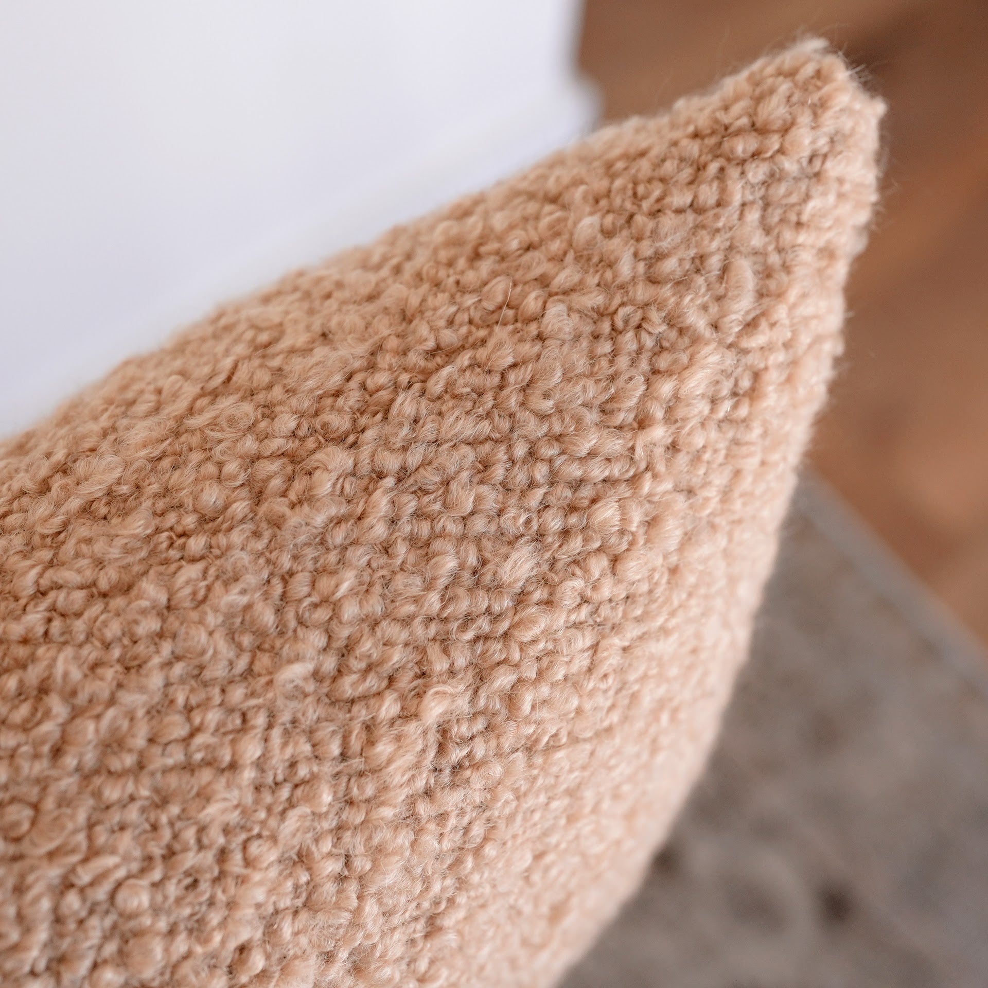 Camel Nubby Alpaca Boucle Lumbar Pillow 14x22