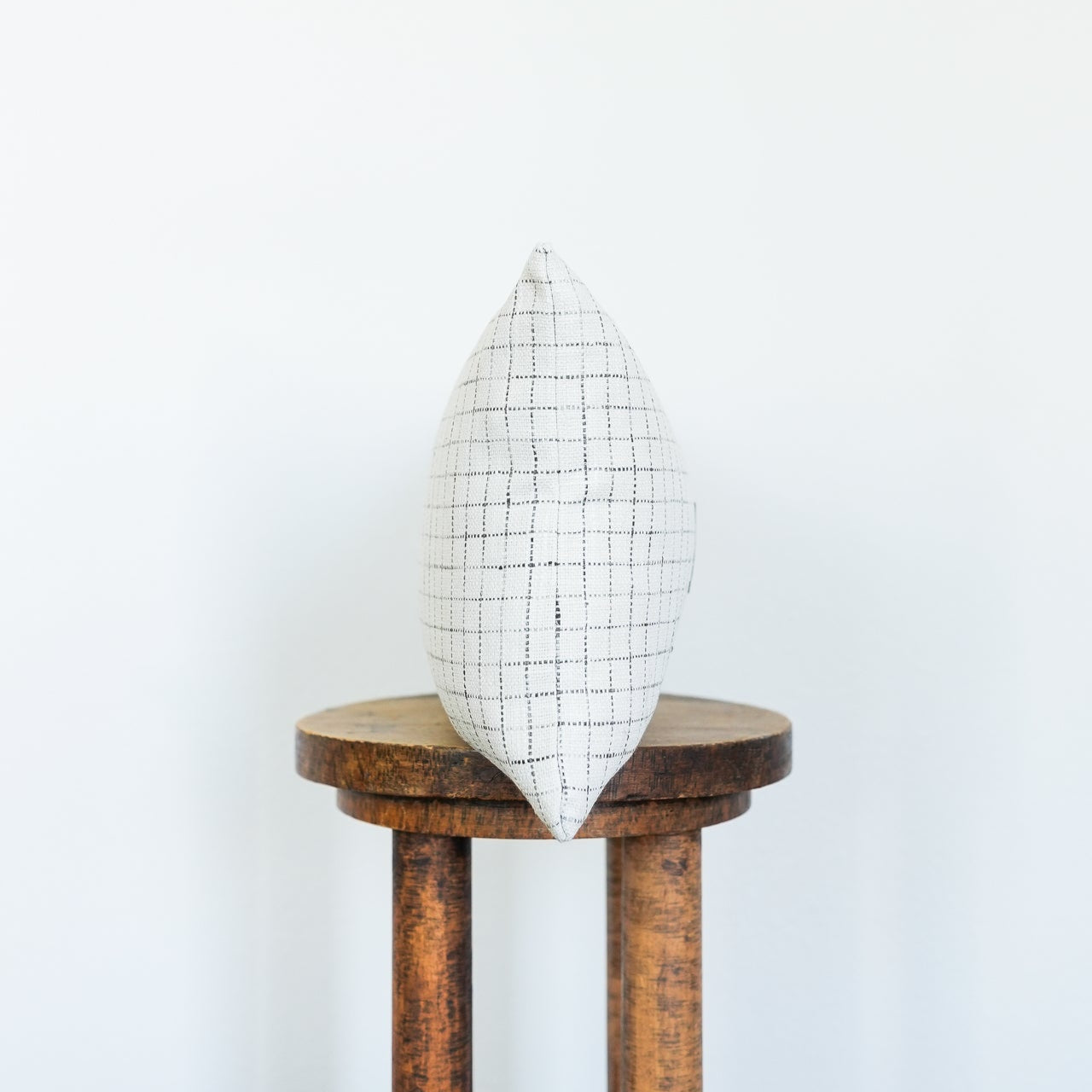 White Linen with Charcoal Plaid & Cross Lumbar 12x20