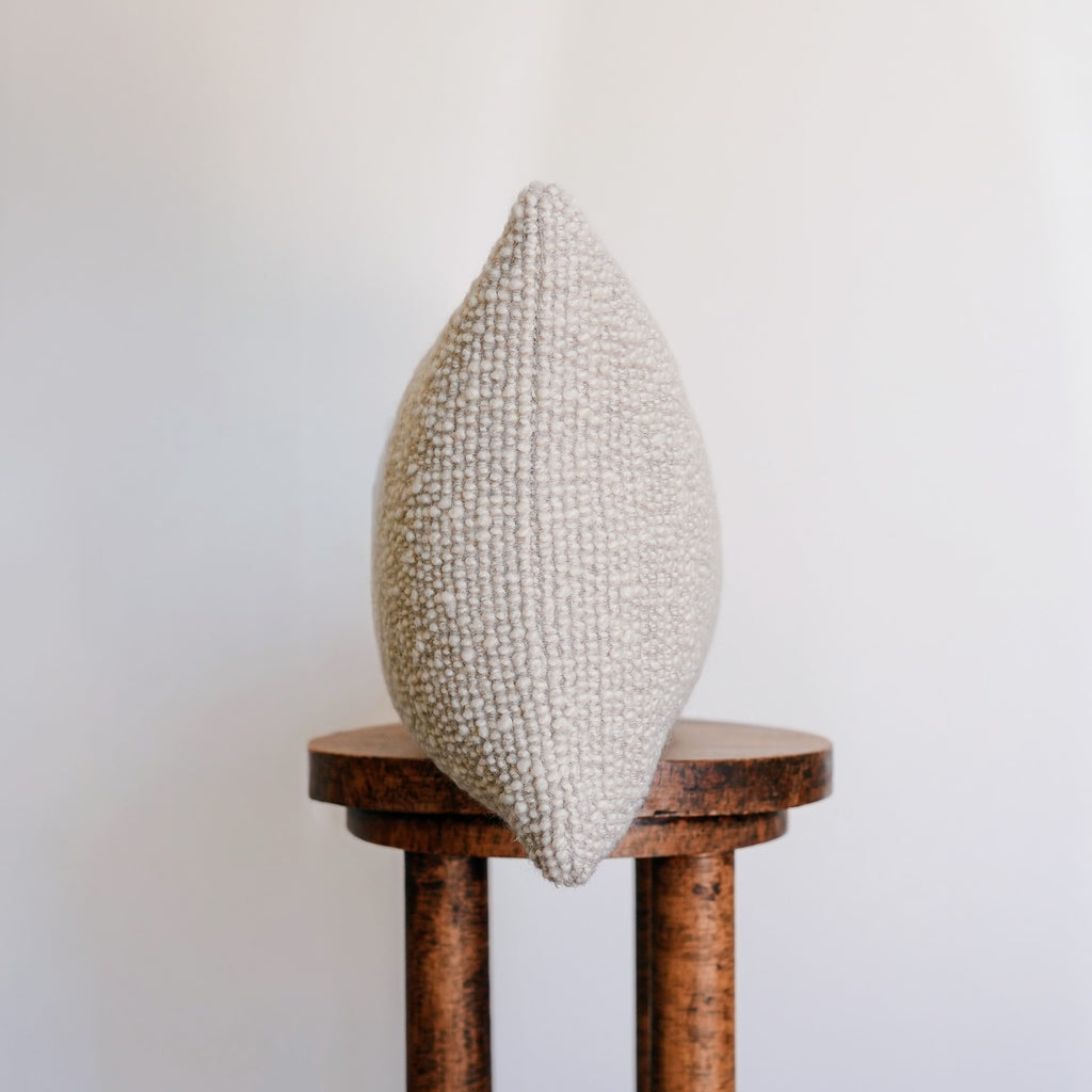 Vertical Woven Channels of Creamy Wool Lumbar Pillow 12x24