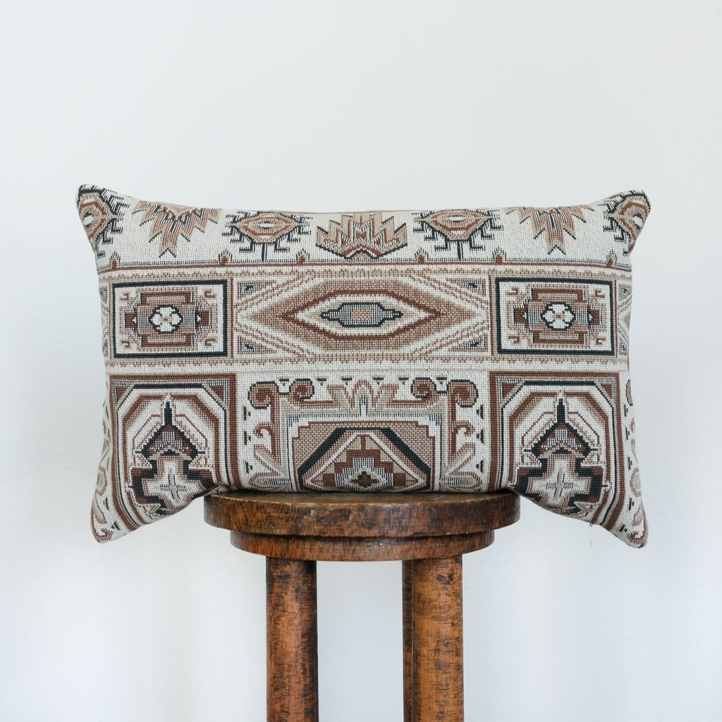 Cream, Taupe & Navy Southwest Tribal Print Lumbar 14x22
