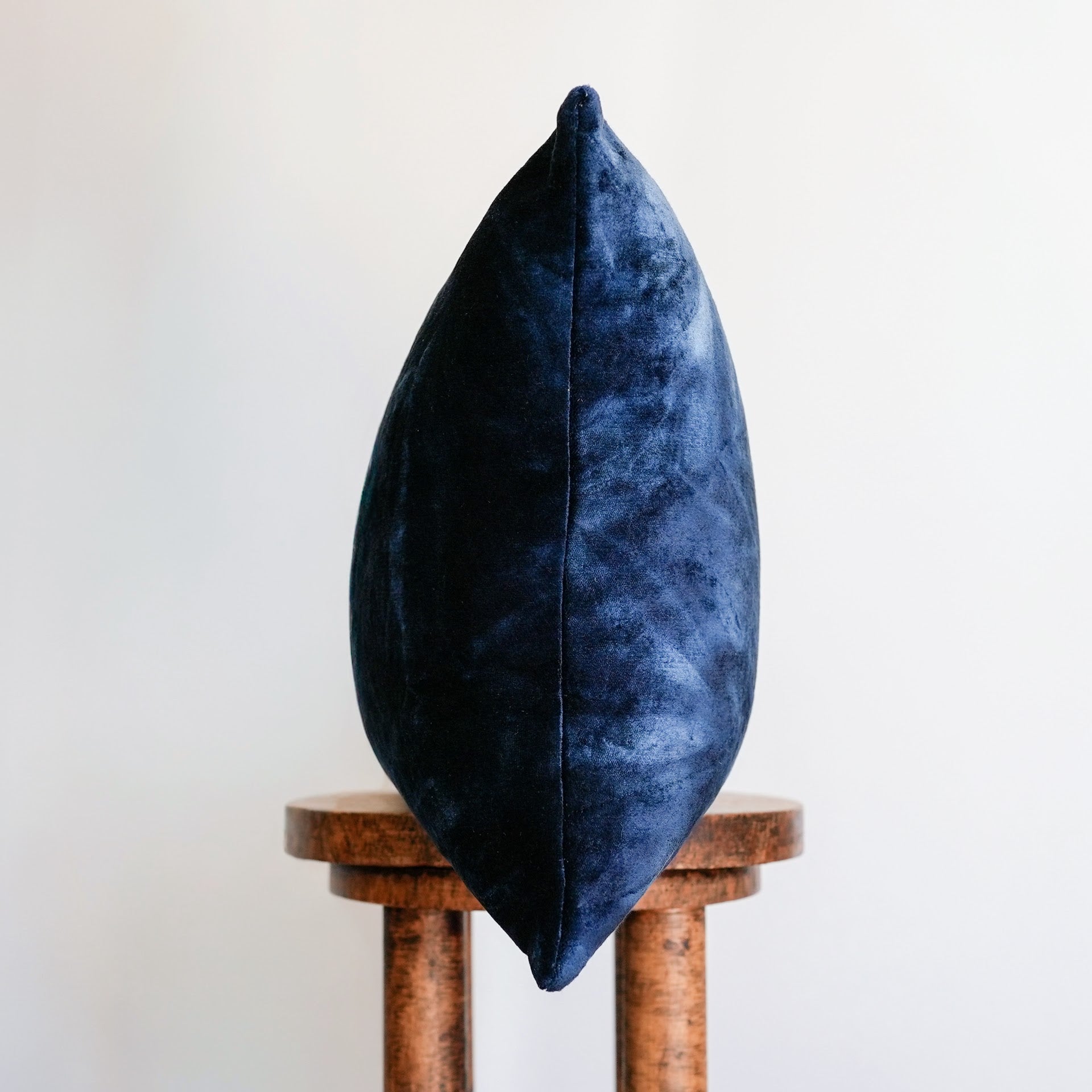 Navy Velvet with White Tie Dye Lumbar Pillow 16x24