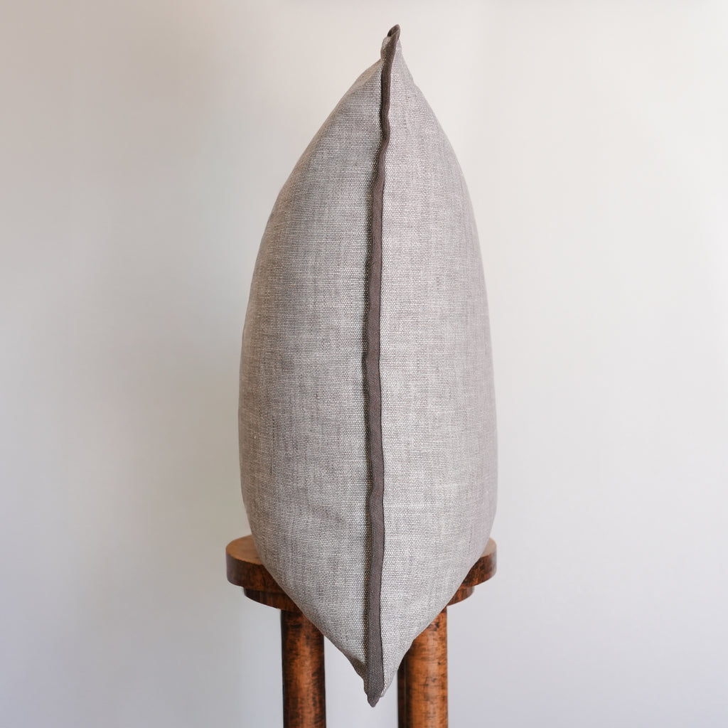 Natural Cream Linen with Dark Linen Flange Pillow 24x24