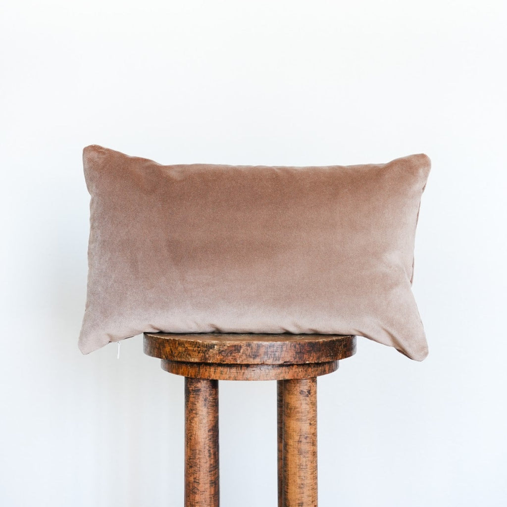 Taupe Velvet Lumbar Pillow 12x20