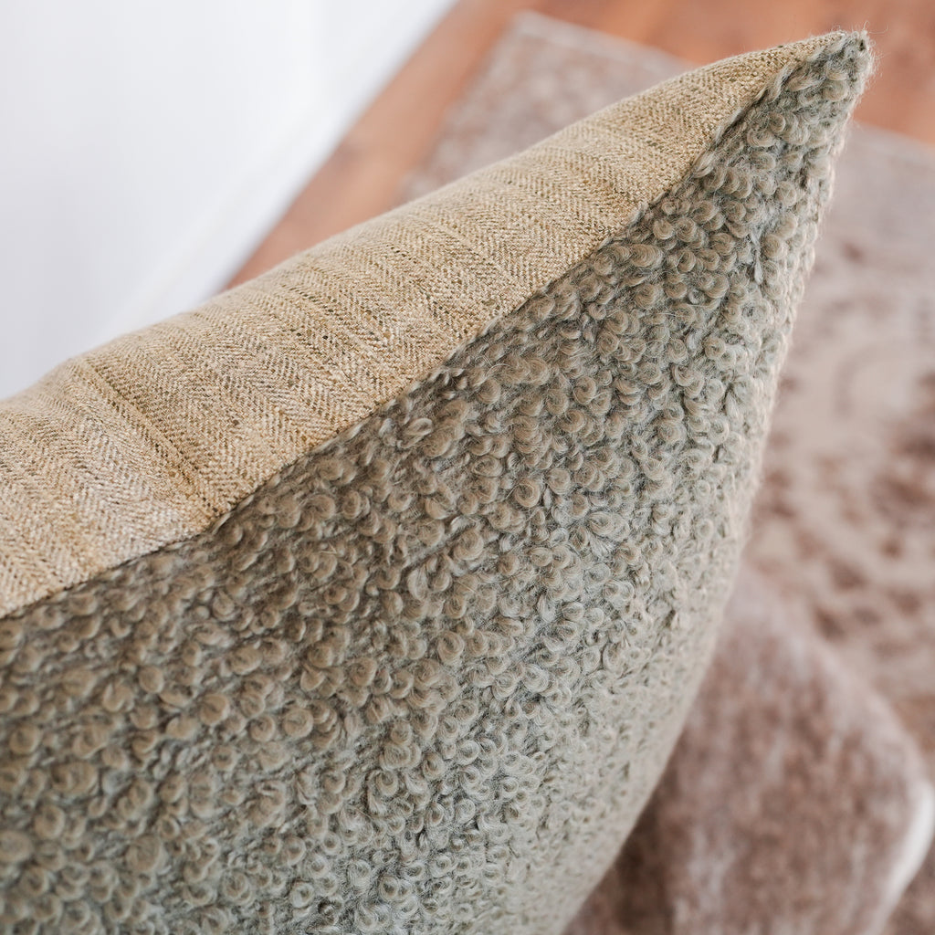 Seafoam Green Alpaca with Linen Pillow Set of 2 - 20x36