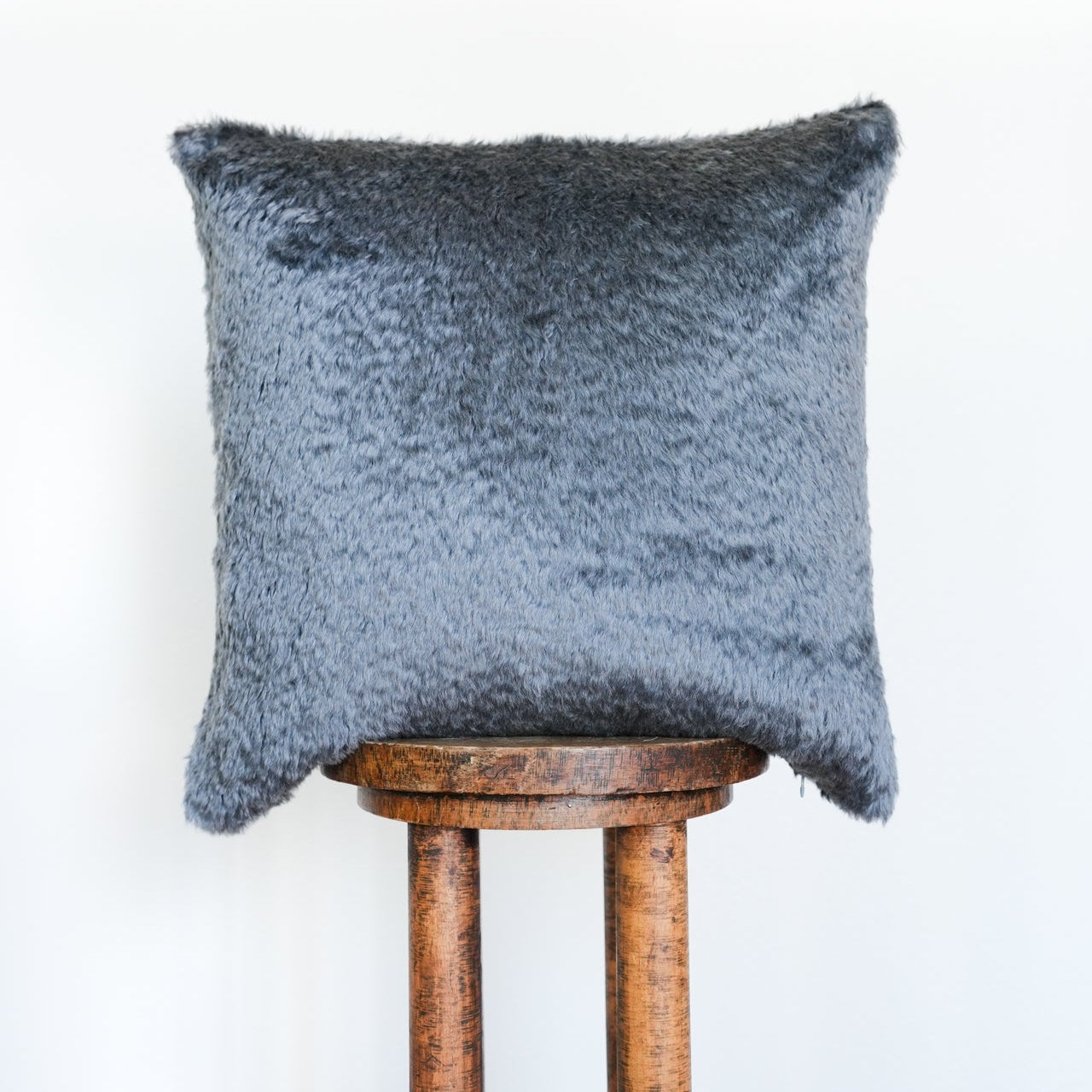 Steel Grey Wavy Faux Fur Pillow 20x20