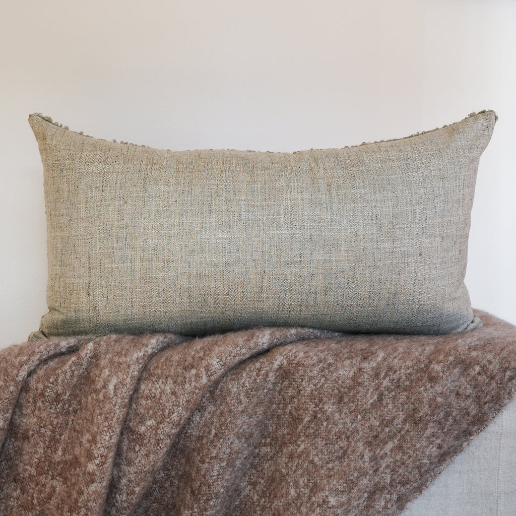 Seafoam Green Alpaca with Linen Pillow Set of 2 - 20x36