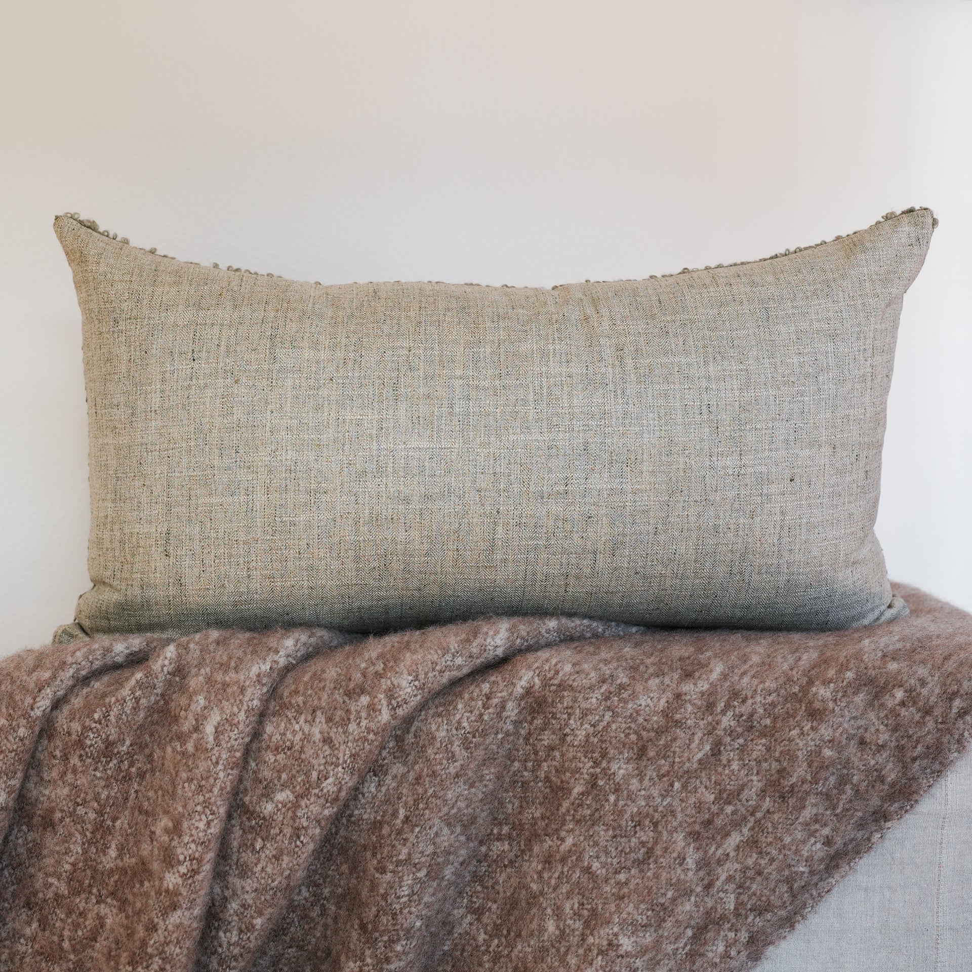 Seafoam Green Alpaca with Linen Pillow Set of 2 - 20x36