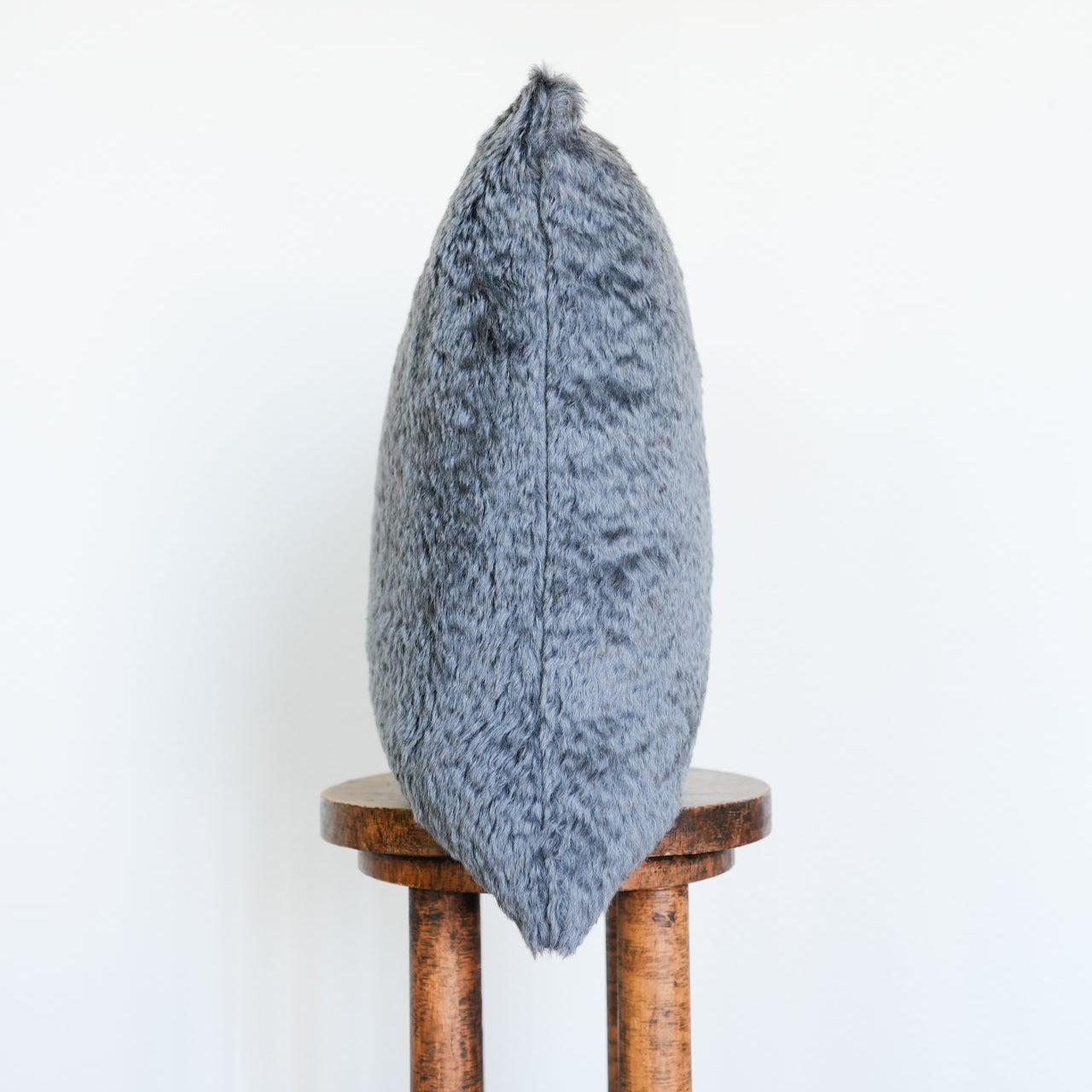 Steel Grey Wavy Faux Fur Pillow 20x20