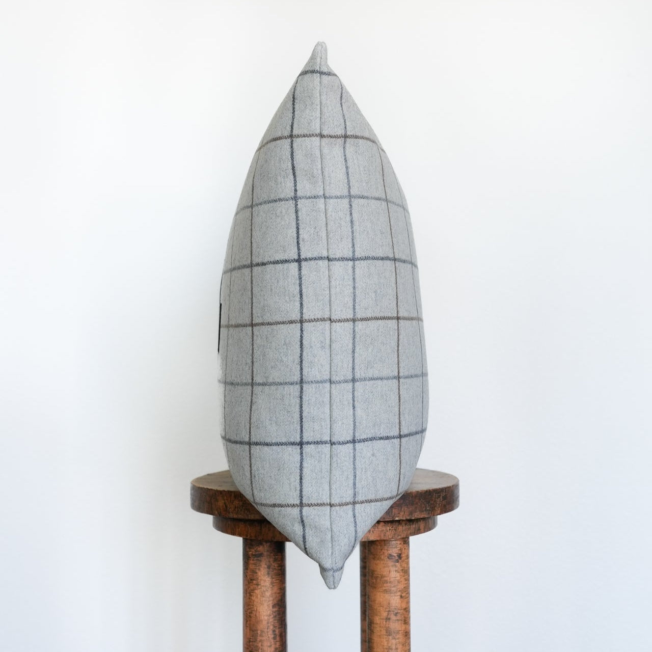 Grey Wool with Charcoal & Brown Plaid & Cross Pillow 20x20