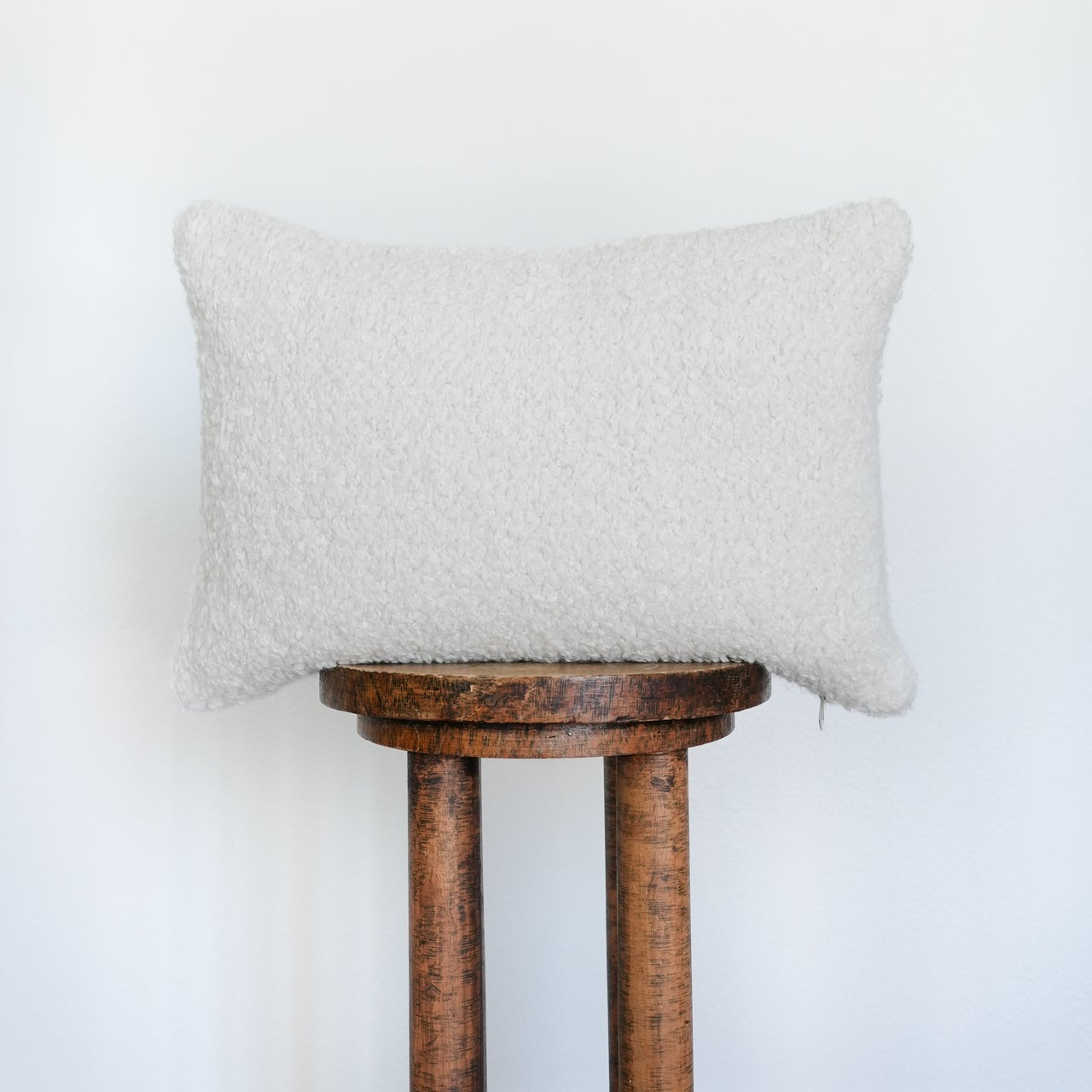Ivory Curly Boucle Lumbar Pillow 14x20