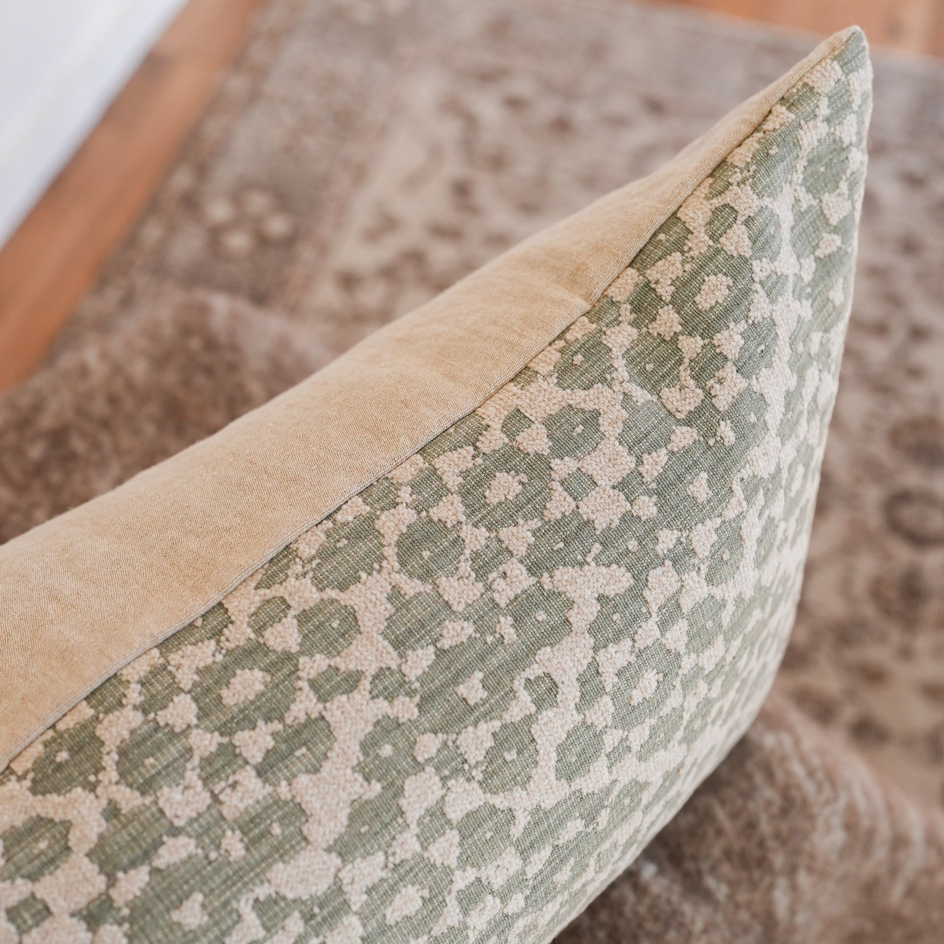 Seafoam and Oat Chenille Pattern Lumbar Pillow 14x48
