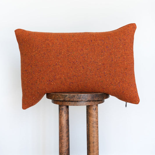 Orange with Colorful Flecking Woven Wool Pillow 16x24