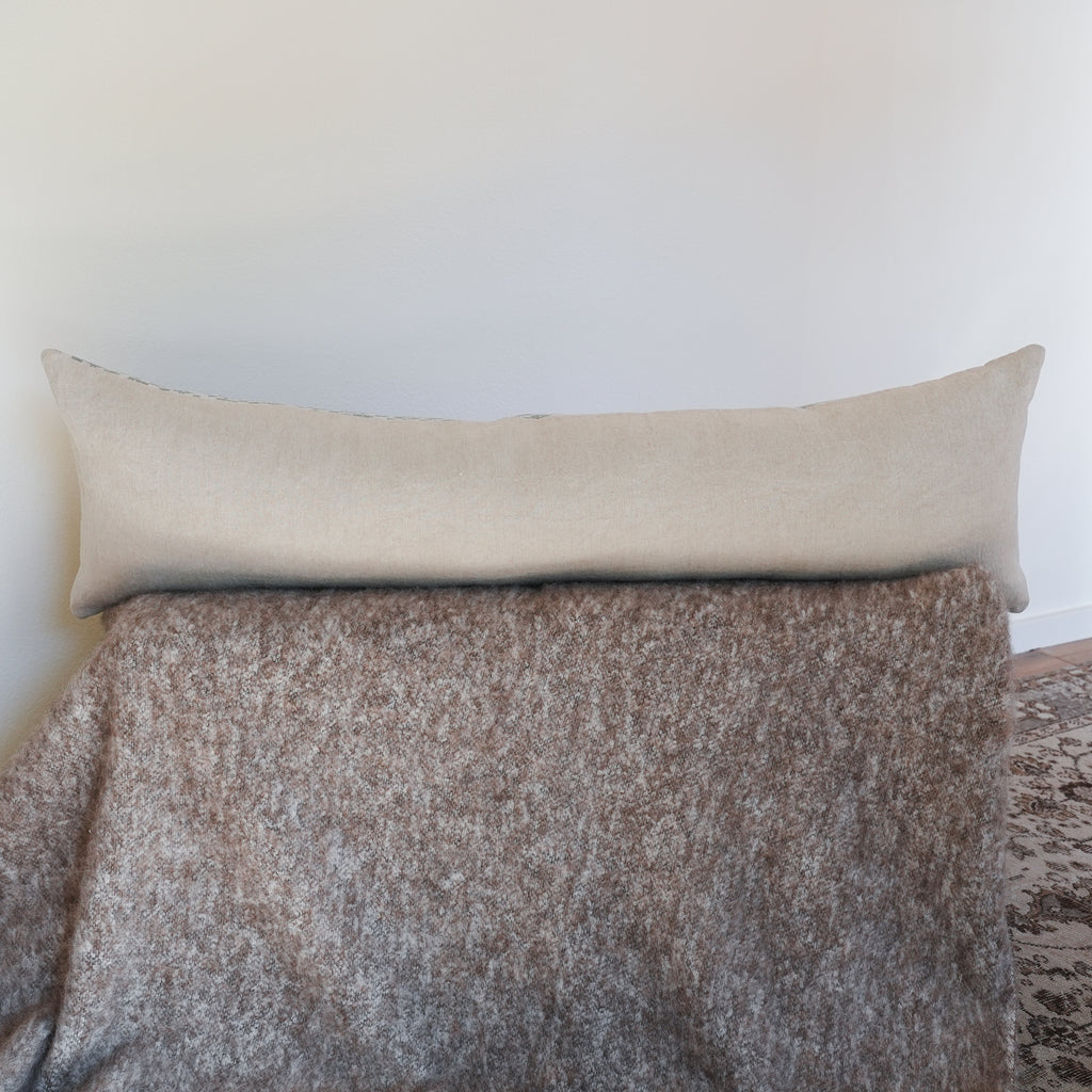 Seafoam and Oat Chenille Pattern Lumbar Pillow 14x48