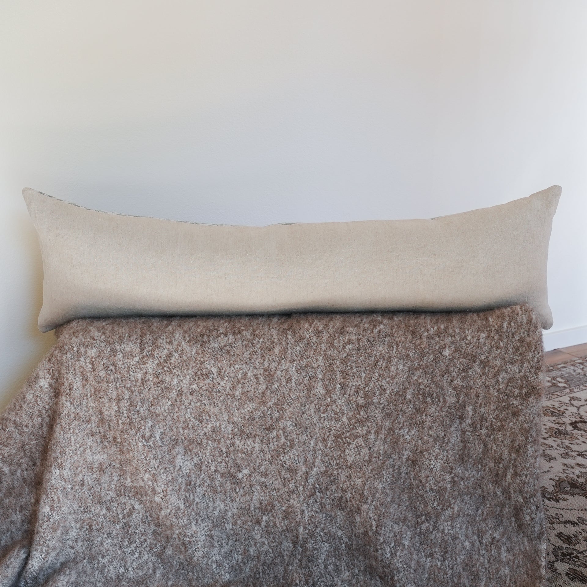 Seafoam and Oat Chenille Pattern Lumbar Pillow 14x48