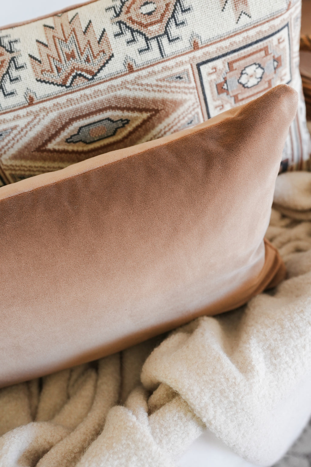 Taupe Velvet Lumbar Pillow 12x20