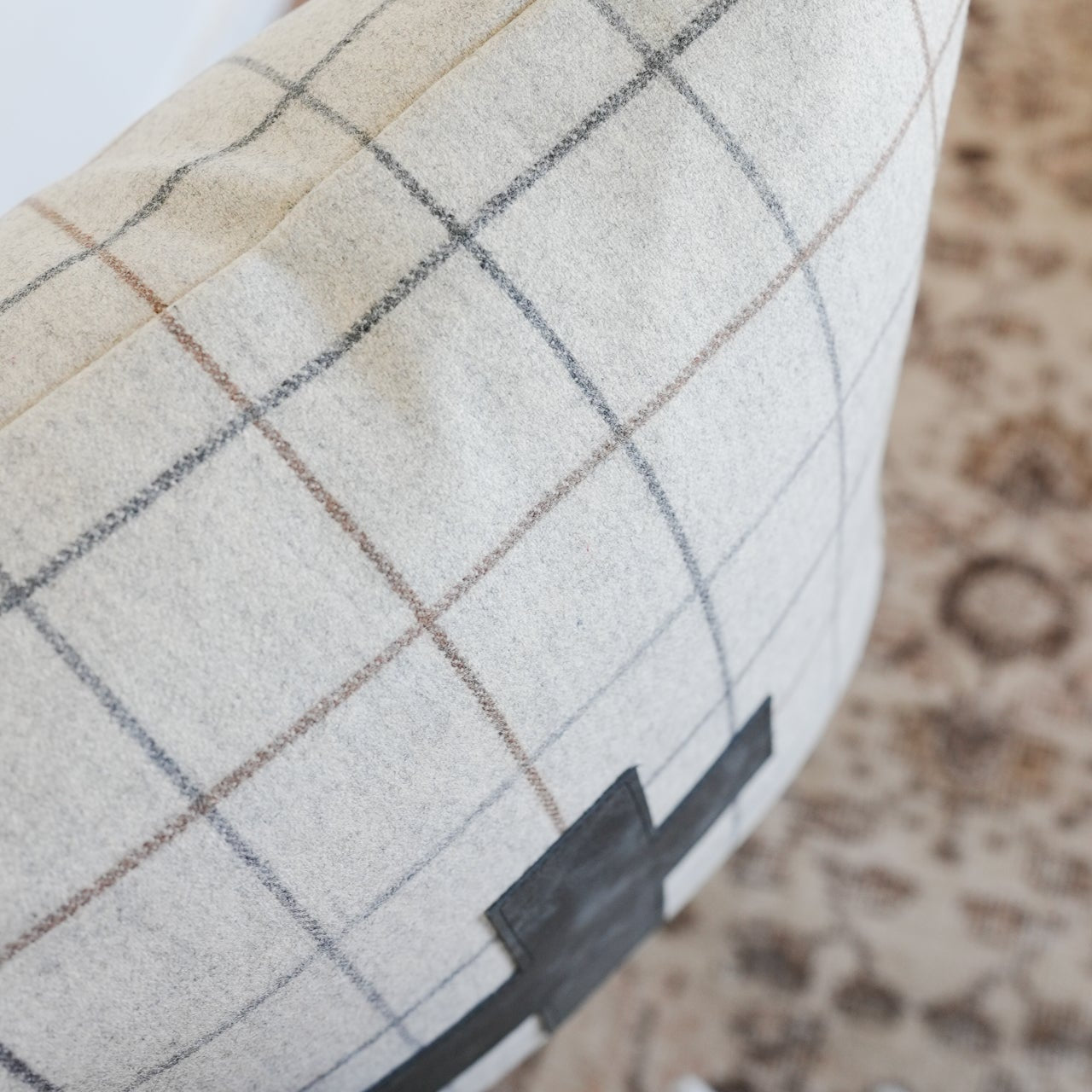 Grey Wool with Charcoal and Brown Plaid & Cross Lumbar 12x20